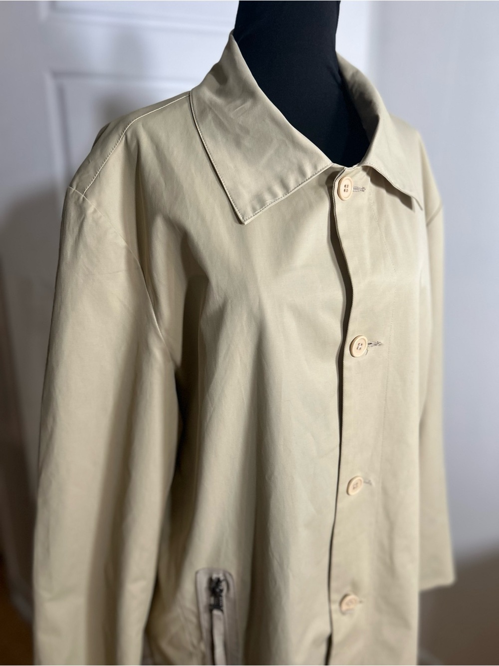 RUDSAK Collection Cream Trench Coat Leather Trim Long Jacket